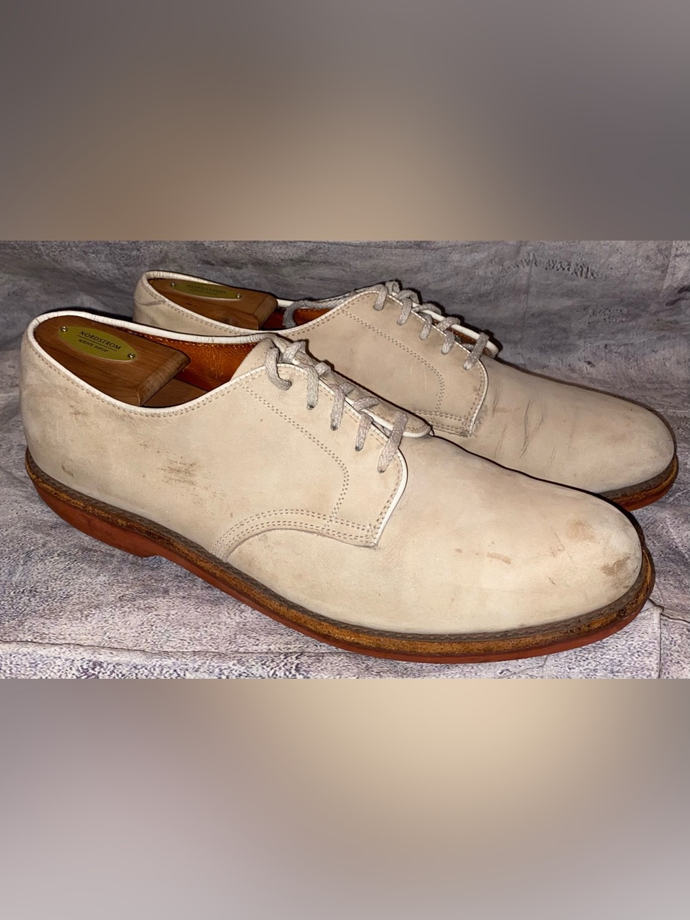 Vintage Cole Haan Made In USA White Bucks Leather Nubuck Derby Shoes Prep Ivy 11